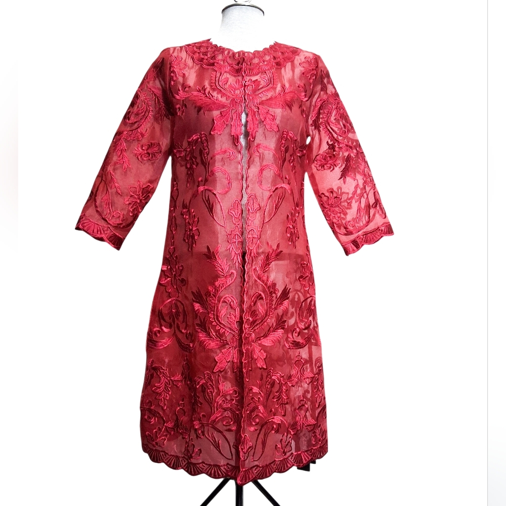 Luxurious Scarlet Embroidered Robe